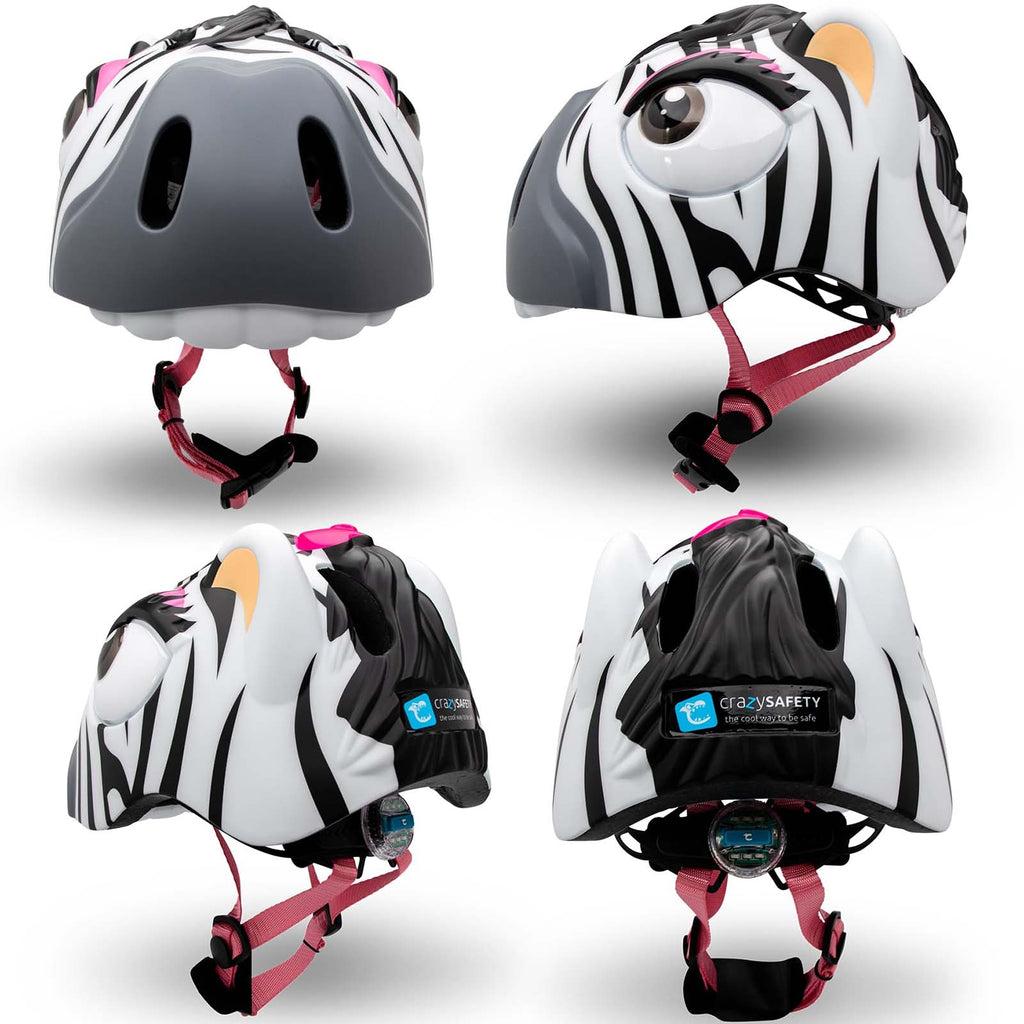 SWAG Distribution Bicycle Helmets Crazy Safety Animal Kids Helmet - Black/White Zebra