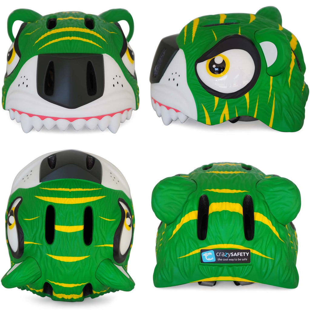 SWAG Distribution Bicycle Helmets Crazy Safety Animal Kids Helmet - Green Tiger