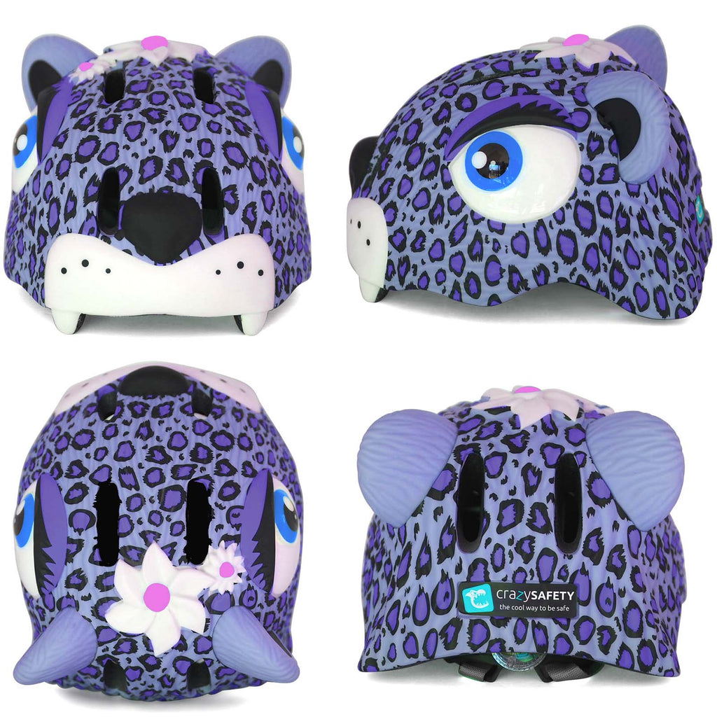 SWAG Distribution Bicycle Helmets Crazy Safety Animal Kids Helmet - Purple Leopard