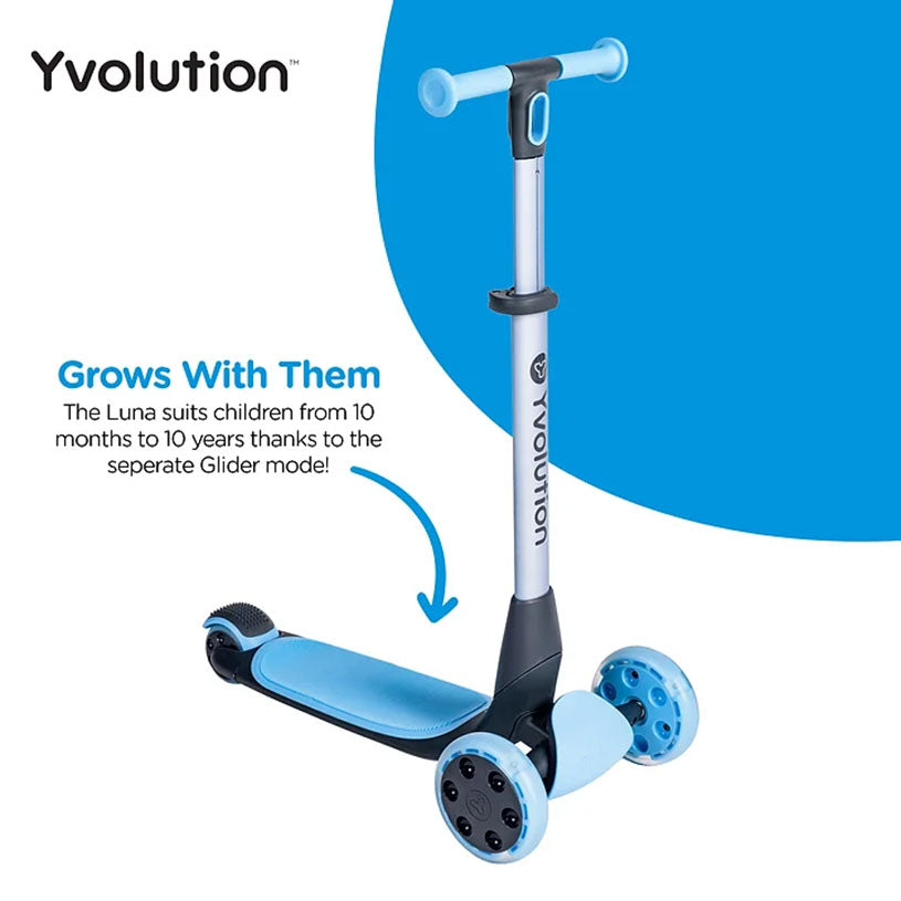 SWAG Distribution Riding Scooters Yvolution Y Glider Luna 5-in-1 Scooter - Blue