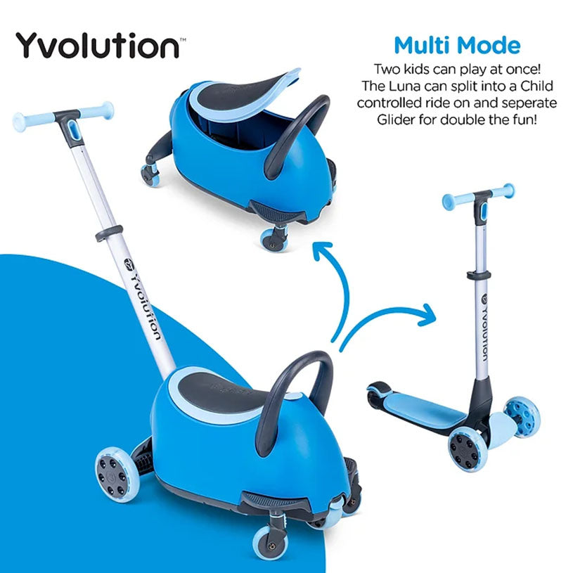 SWAG Distribution Riding Scooters Yvolution Y Glider Luna 5-in-1 Scooter - Blue